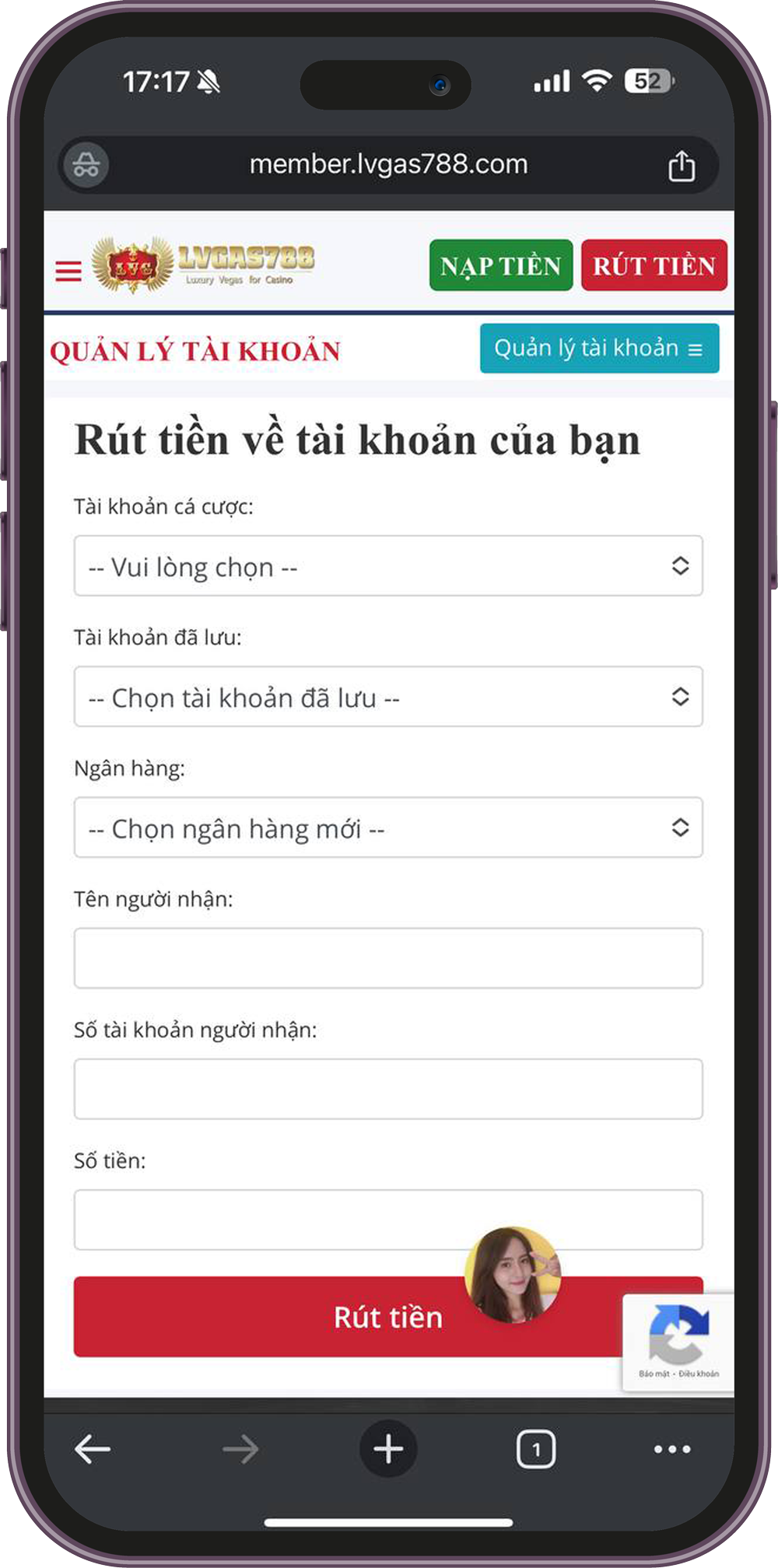 Rút tiền từ tài khoản LD789