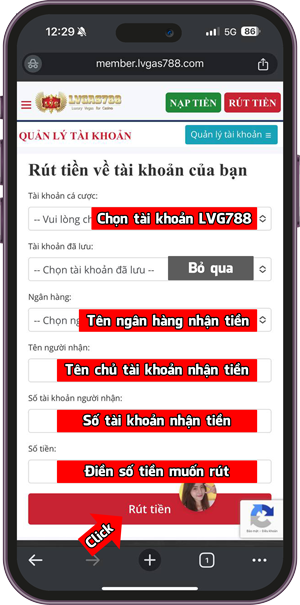 Rút tiền LVG788